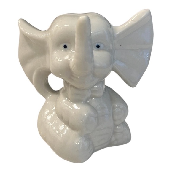 Vintage Elephant Figurine Glazed Ceramic Baby Nursery Decor Ring Holder - Picture 2 of 9